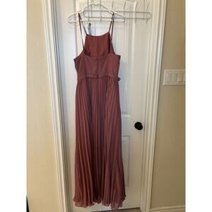 Azazie Bridesmaid Dress Halter Top Straps Pleated Skirt A-line Size C